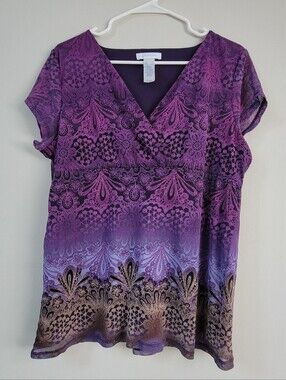 Lizwear Purple Babydoll Y2K Top Women Size XL Artsy Boho Whimsical